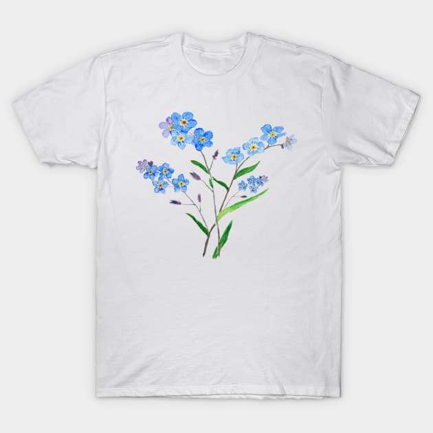 watercolor forget me not 2 T-Shirt by colorandcolor